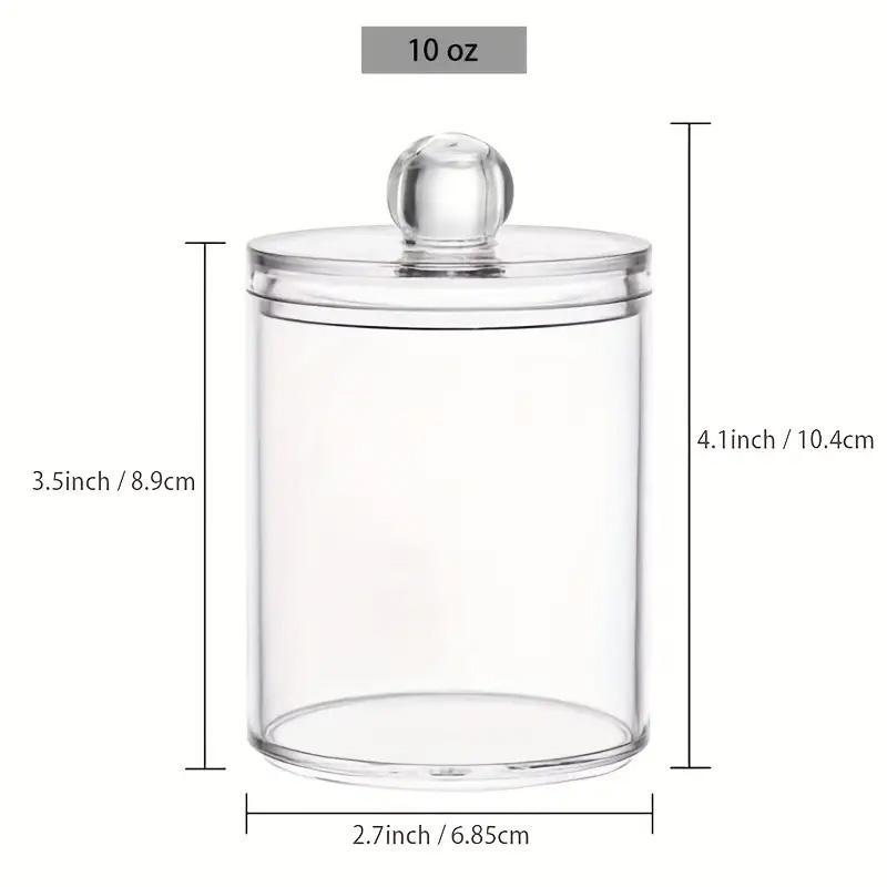 Clear Apothecary Jar with Lid, 2 Counts Cotton Ball Cotton Swab Cotton Round Pads Floss Canister, Home Organizer for Bathroom Bedroom Living Room