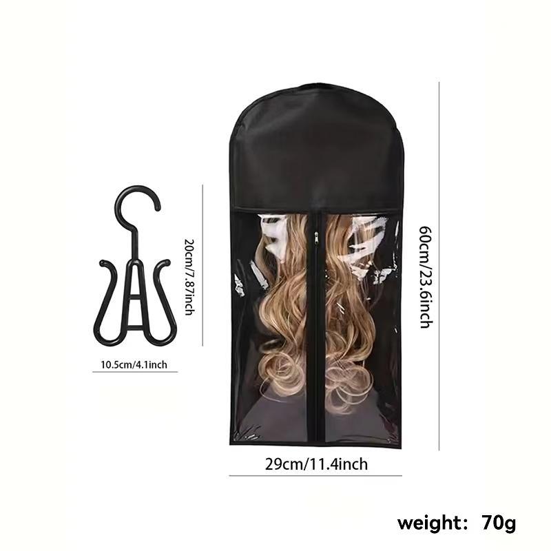 Wig Storage Bag with Hook, 6 Counts set Zipper Transparent Dustproof Wig Storage Bag for Christmas Gift, Hair Extension Holder, Wig Bag, Wig Storage for Salon & Home Use