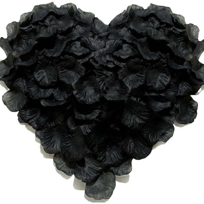 Black Rose Petals 1000 PCS Fake Rose Petals for Romantic Night,Hotel Decorations for Her,Black Party Decrationg, Valentine Decor, Artificial Rose Petals, Black Roses,Flower Petals (Black)