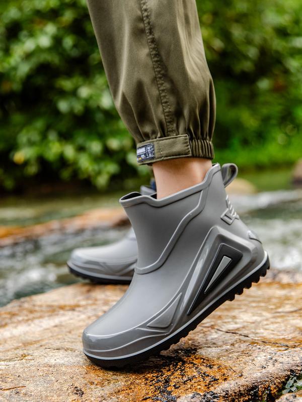 Men's Fashionable Waterproof Non-slip Rain Boots, Casual Outdoor Camping Rain Boots, Male All-match Round Toe Shoes for Daily Use