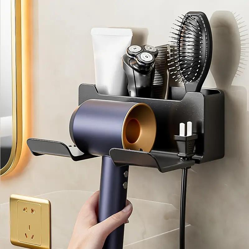 Wall Mounted Hair Dryer Holder, Hair Dryer Storage Rack, Bathroom Convenience Storage Holder, Home Organizer for Bathroom