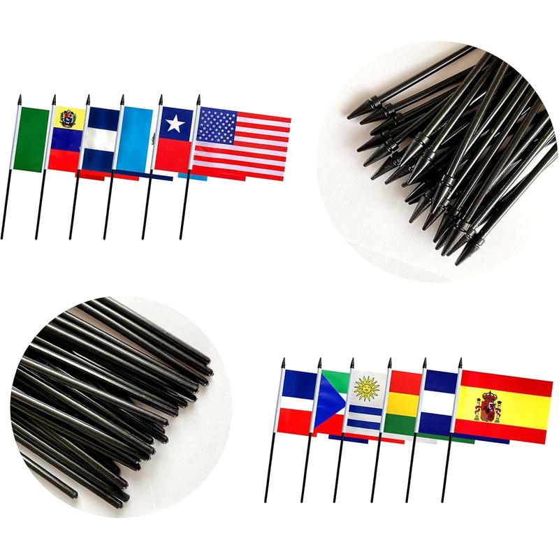 22 Pack Latin America Countries Stick Flags Set Small Mini Spanish Speaking Hand Held Flags,Includ 18 Latin America Countries,5x8 Inch