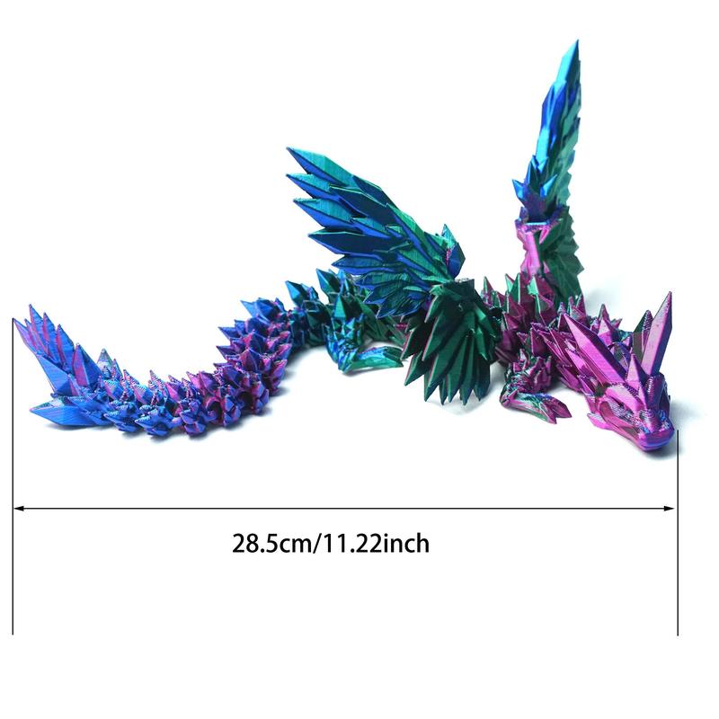 Multicolor 3D Printed Dragon Figurine with Wings, 1 Count Creative Desktop Ornament for Room Decor, Fidget Toy, Home Living Room Decor, Car Decor