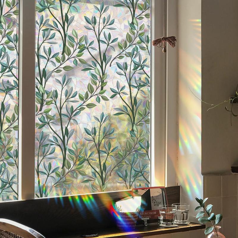 Room Decor Leaves Pattern Window Film, 1 Set Removable Electrostatic Window Sticker, Decorative Decal for Home Living Room, Bedroom Decor, Fall Decor, Home Decor, Items Today 2024 Home, Room Accessories