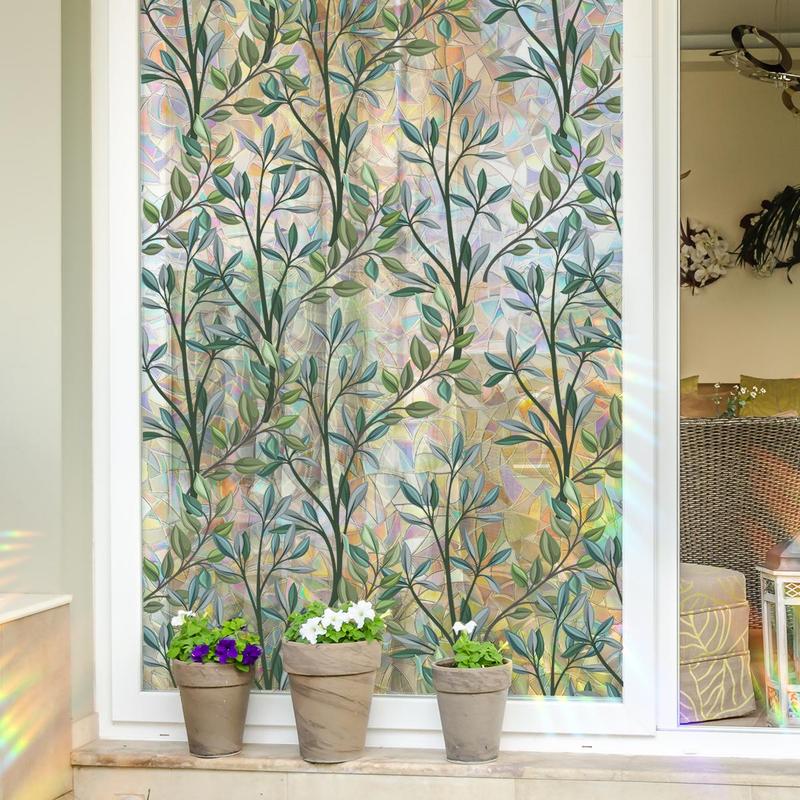 Room Decor Leaves Pattern Window Film, 1 Set Removable Electrostatic Window Sticker, Decorative Decal for Home Living Room, Bedroom Decor, Fall Decor, Home Decor, Items Today 2024 Home, Room Accessories