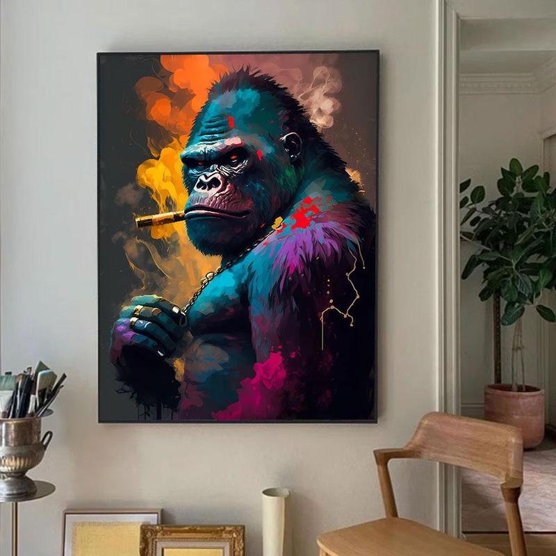 Gorilla Pattern Unframed Painting, 1 Count Modern Fashion Style Canvas Wall Art, Wall Decor for Home Living Room Bedroom Office School