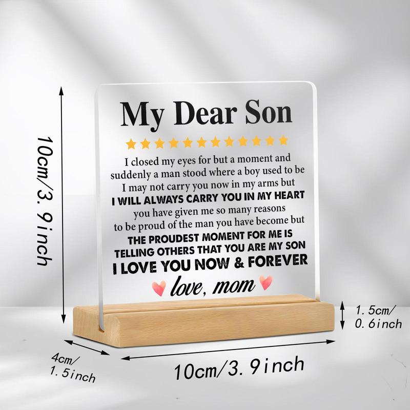 Creative Gift for Son,  Clear Acrylic Ornament, Desktop Decoration, Meaningful Gift From Mom To Son, Birthday & Graduation Gift