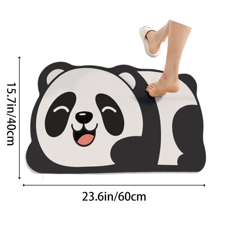 Water Absorbent Panda Pattern Bath Mat, 1 Count Cute Cartoon Bathroom Door Rug, Non-slip Floor Mat for Home Decor, Bathing Accessories