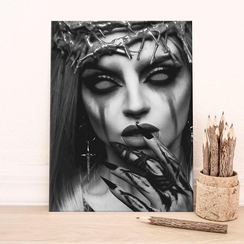 Gothic Girl Pattern Canvas Painting with Frame, Wall Art Decoration, Wall Art Decor for Home Living Room Bedroom Office Study Room