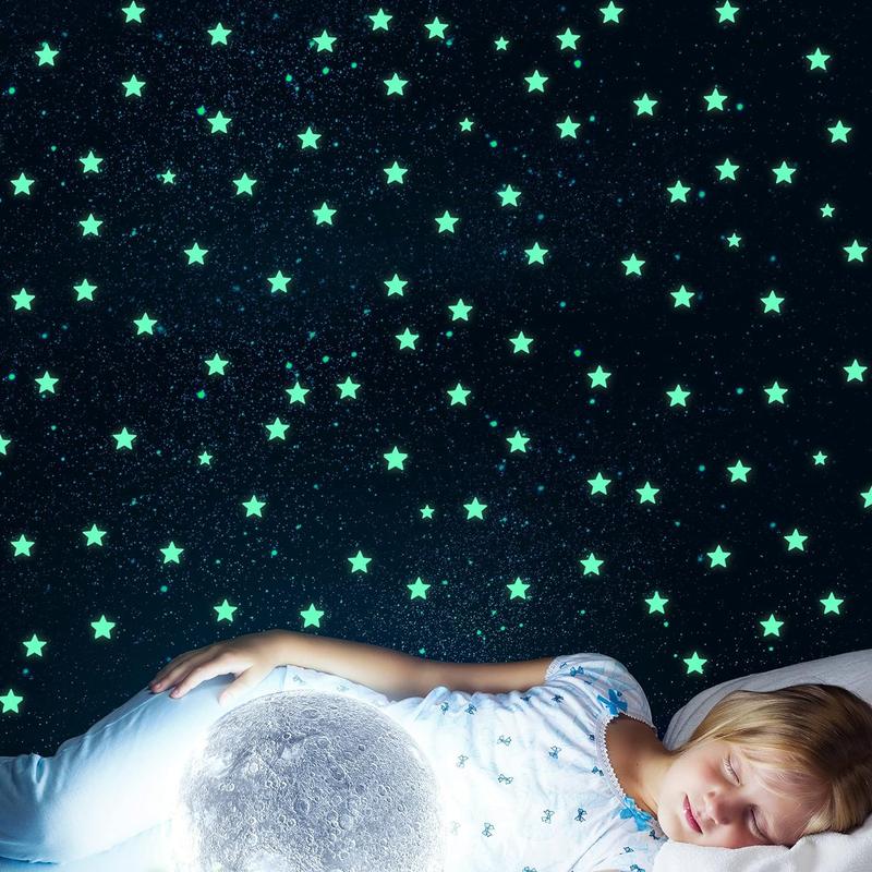 Home Decor Set Wall Decorative Sticker, 100pcs Star Shaped Glow in the Dark Wall Decal, Sweet Furniture, Art Tiles Sticker for Home Living Room Bedroom