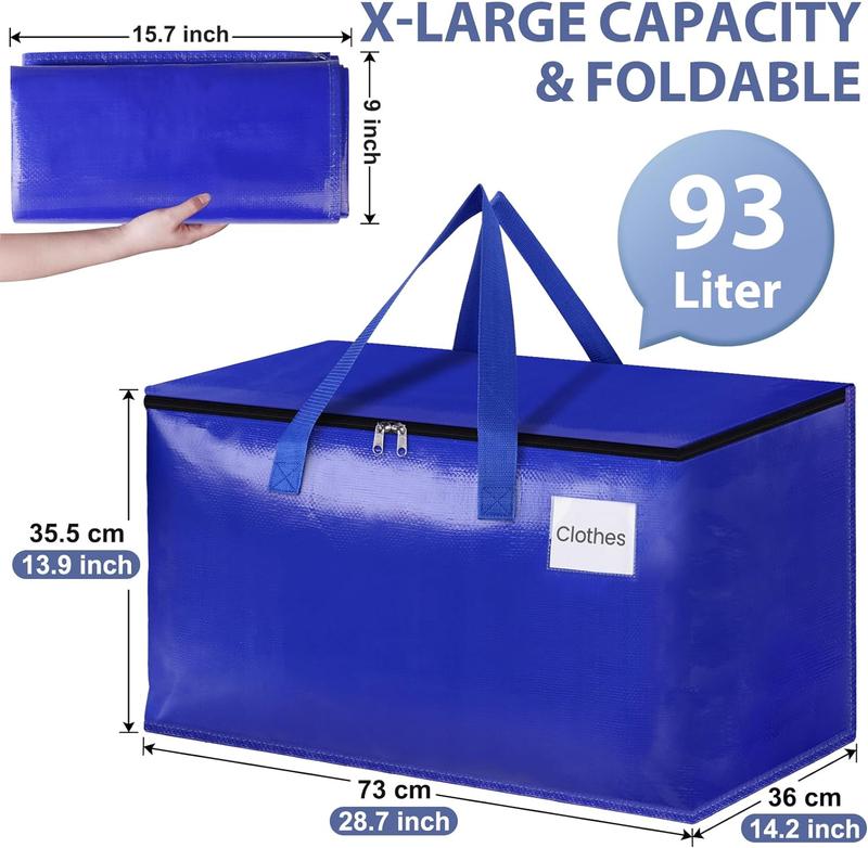 Moving Bags, Heavy Duty Moving Supplies & Storage Bags, Extra Large Packing Bags, Boxes with Tag Pockets, Collapsible Fold Flat Storage, Alternative to Box and Bin, 88 93L