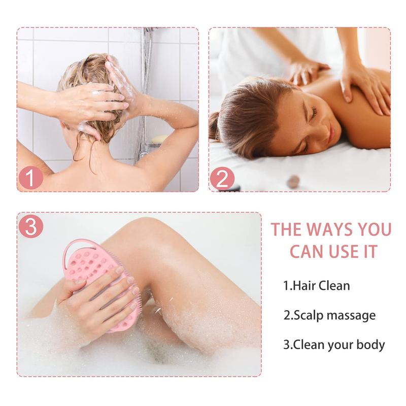 Silicone Body Scrubber, Shower & Scalp Massager Shampoo Brush, Soft Silicone Double-sided Body Brush