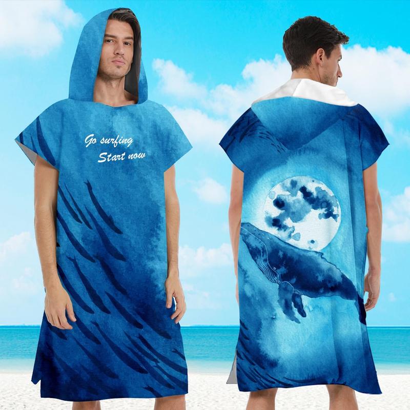 Quick Dry Surf Poncho, Robe Hoodie for Adults Men Women, Microfiber Suitable for Swimming Beach Surfing Diving, Camping Accessories