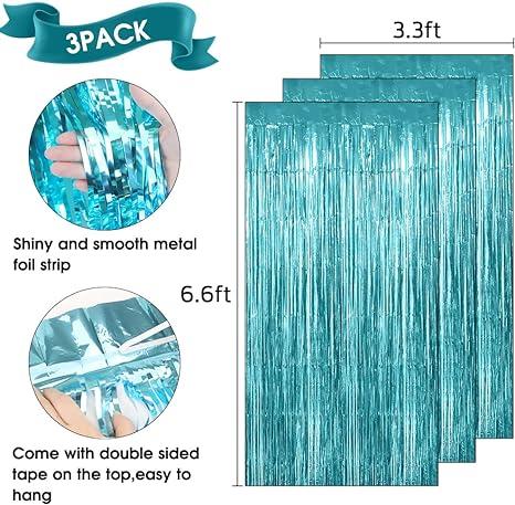 Fringe Backdrop, Silver Backdrop, Foil Fringe Curtains, 3 Pack 3.3x6.6ft Tinsel Curtain Backdrop, Silver Backdrop for Parties, Streamer Backdrop for Birthday Wedding Disco Graduation Decorations