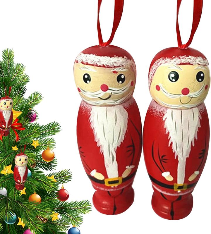 2024 New Funny Santa Christmas Ornaments Christmas Decorations Christmas Tree Hanging Holiday Xmas Ornaments Funny Wooden Plastic Santa Ornament Gift