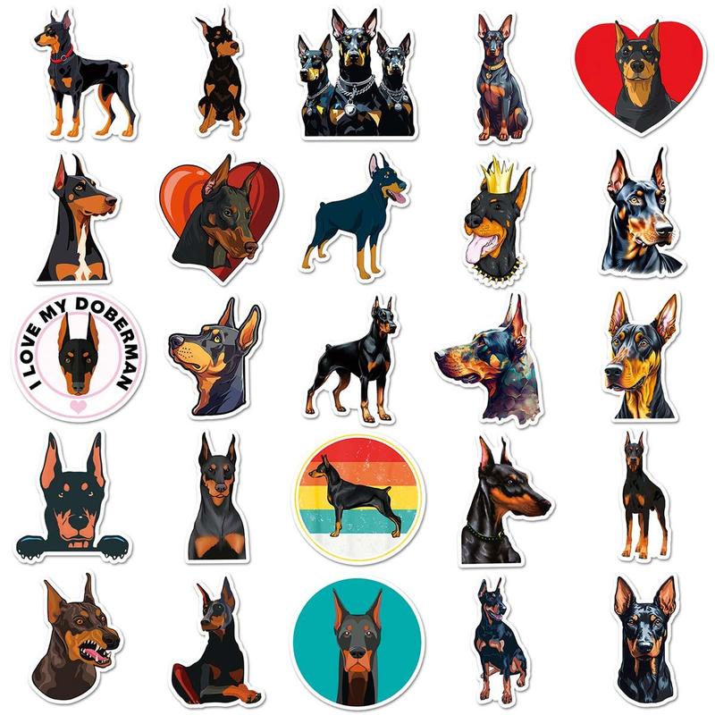 Doberman  Dog Stickers (50pcs set), Waterproof Self Adhesive Decorative Stickers for Gift Greeting Card Water Bottle Laptop Phone