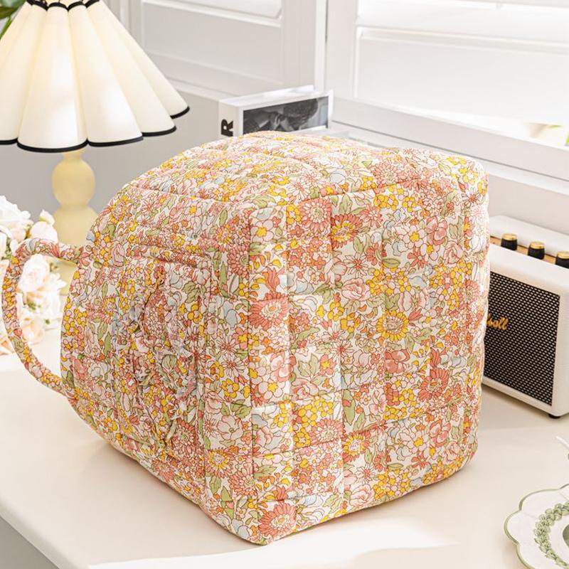 Floral Pattern Storage Basket, 1 Count Collapsible Storage Basket with Handle, Home Organizer for Living Room Bedroom Dormitory Office, Home Decor