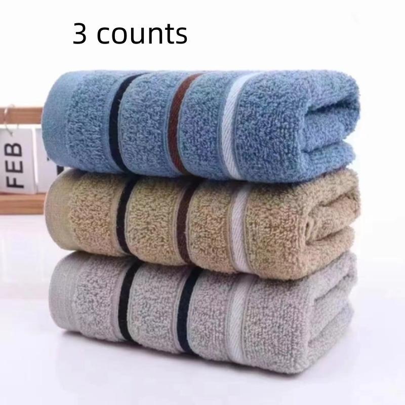 Soft Water Absorbent Bath Towel, 3 Counts set Striped Pattern Bath Towel, Household Bathroom Supplies for Home Hotel Salon Dormitory, Gift for Girlfriend