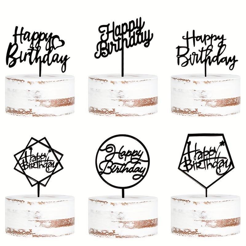 Happy Birthday Cake Topper, 6 Counts set Acrylic Cake Topper, Birthday Party Cake Decoration, Baby Shower Cake Decoration