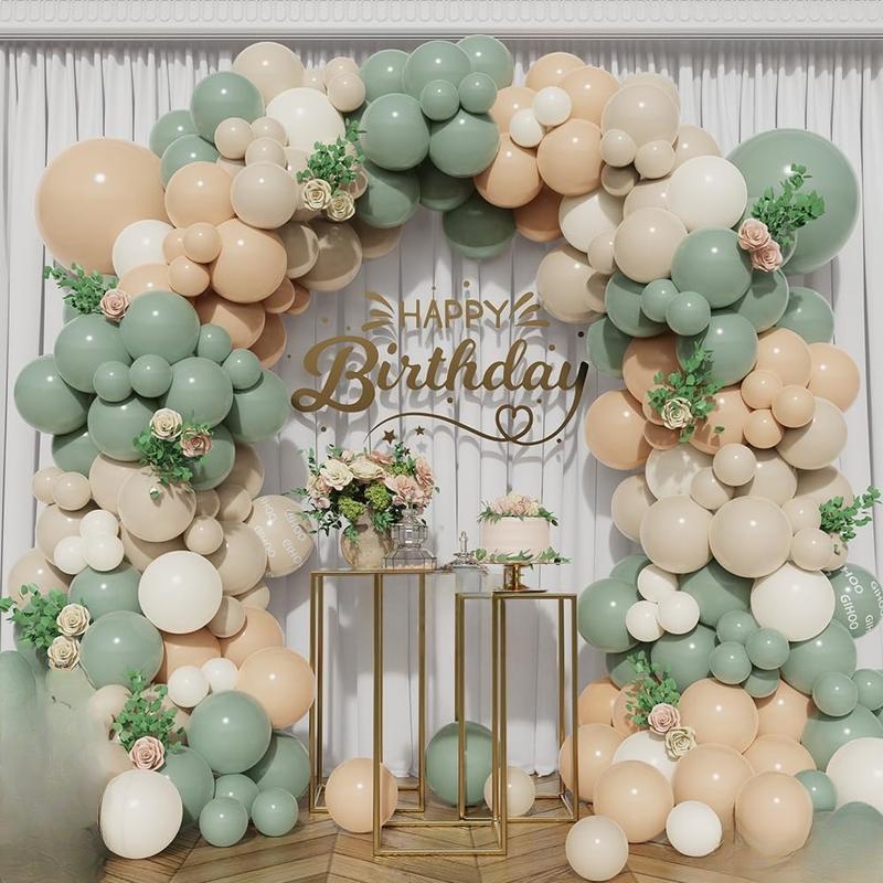 Dusty Green Balloon Arch Kit 162 count Nude Sand White Neutral Apricot Matte Balloons for  Shower Wedding Birthday Party Decoration