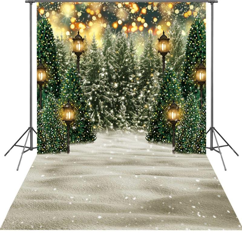 Winter Pine Tree Glitter Background, 1 Count Snowflake Party Decoration Supplies, Photo Studio Portrait Props for Festival Party