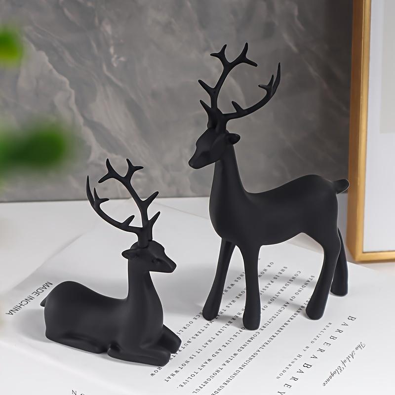 Deer Design Resin Ornament, 2 Counts Creative Desktop Decoration, Home Decor for Living Room, Office, Bookshelf, Tabletop