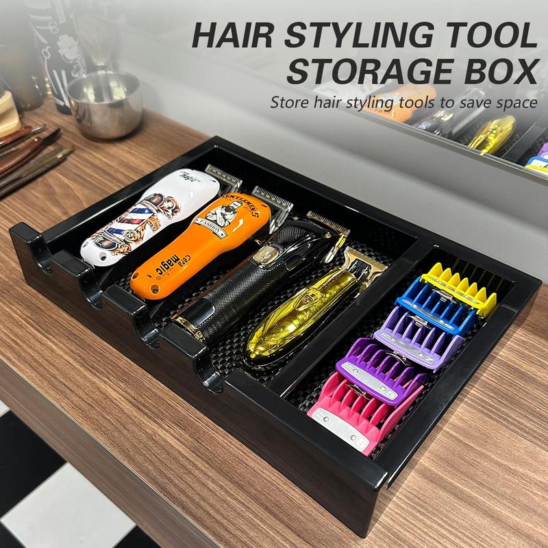 Hair Styling Tool Display Box, Hair Straightener & Curling Iron Storage Box with Non-slip Mat, Heatless Styling Tool Organizer for Salon & Barber Shop