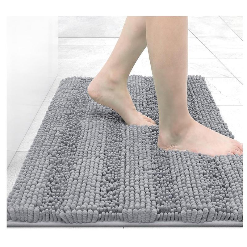 24x16, Extra Thick and Absorbent Bath Rugs, Non-Slip Soft Plush Shaggy Bath Carpet, Machine Wash Dry, Bath Mats for Bathroom, Grey