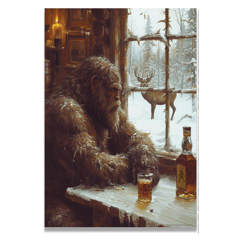 Deer Camp poster Sasquatch Decor Bigfoot  Artwork Sasquatch  Bigfoot Gifts for Men album cover wall art Print  Ornaments