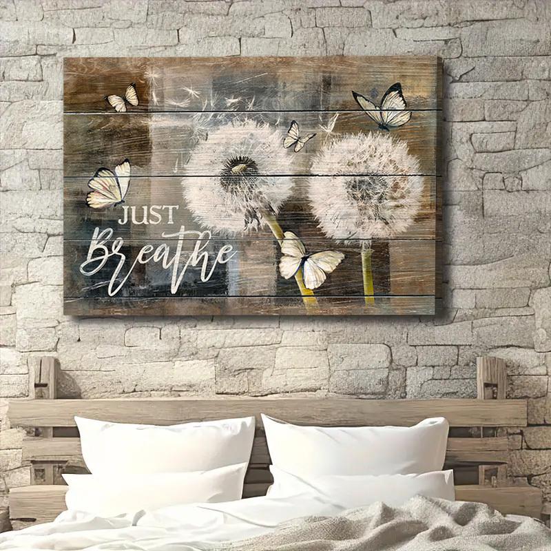 Rustic Chic Wall Art - Beautiful White Dandelion and Butterfly Print with Inspirational Quotes - Bedroom, Living Room, and Country Home Frameless Ornaments Poster