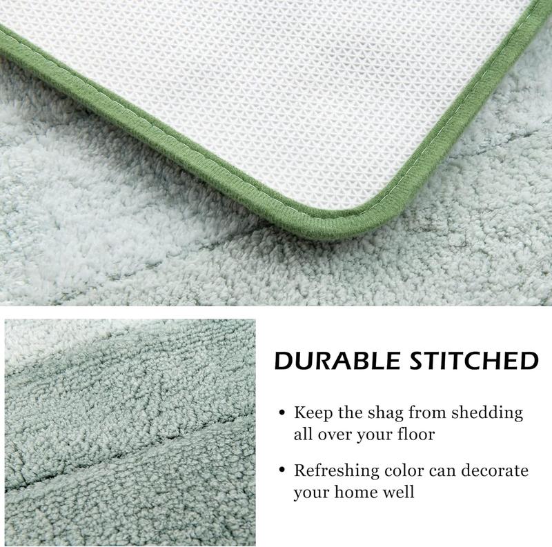 2 count Ombre Bathroom Rugs Set with U-Shaped Mat, Non Slip,Quick Drying, Ultra Soft and Water Absorbent Bath Carpet for Bedroom Floor Living Room,Machine Washable Green