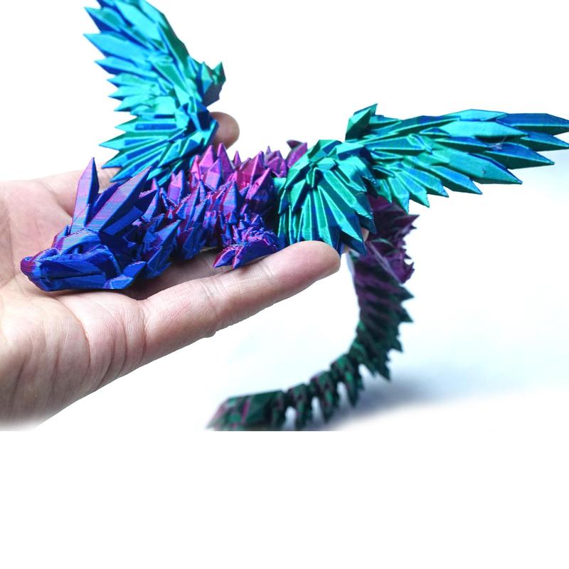 Multicolor 3D Printed Dragon Figurine with Wings, 1 Count Creative Desktop Ornament for Room Decor, Fidget Toy, Home Living Room Decor, Car Decor