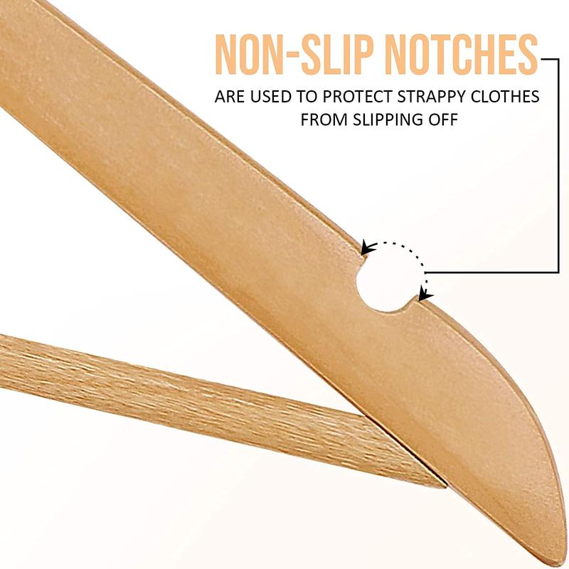 Premium Wooden Hangers 30 Pack - Durable & Slim Coat Hanger - Shoulder Grooves - Organiser, Hanging