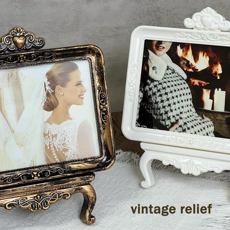 Vintage Photo Frame, 1 Count Exquisite European Style Photo Frame, Desktop Decorative Photo Frame for Home Office Environment