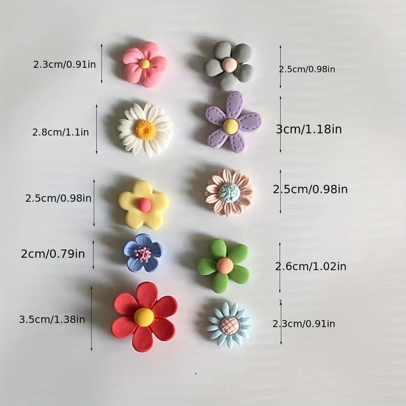 Kawaii Flower Shaped Fridge Magnet, 10pcs set Decorative Whiteboard Sticker, Cute Magnet for Kitchen, Office, and Home Decoration