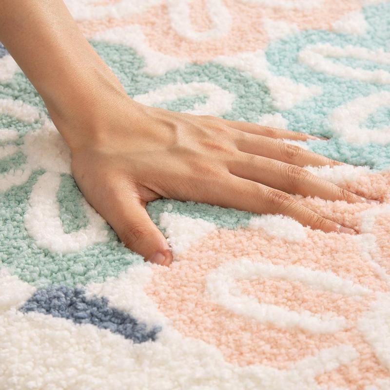 Floral Pattern Bath Mat, 1 Count Non-slip Soft Absorbent Bath Rug, Machine Washable Kitchen Floor Mat, Bathroom Decorative Mat