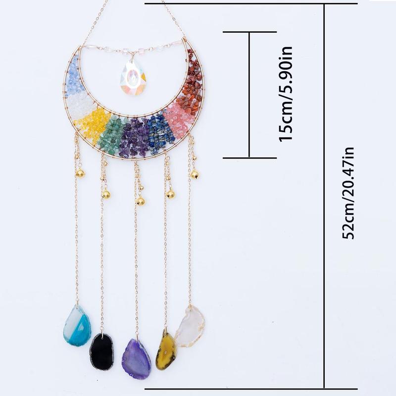 Agate Moon Dream Catcher, Hanging Decoration, Wall Hanging Decorative Dreamcatcher, Hangable Decorative Pendant for Home Garden Bedroom