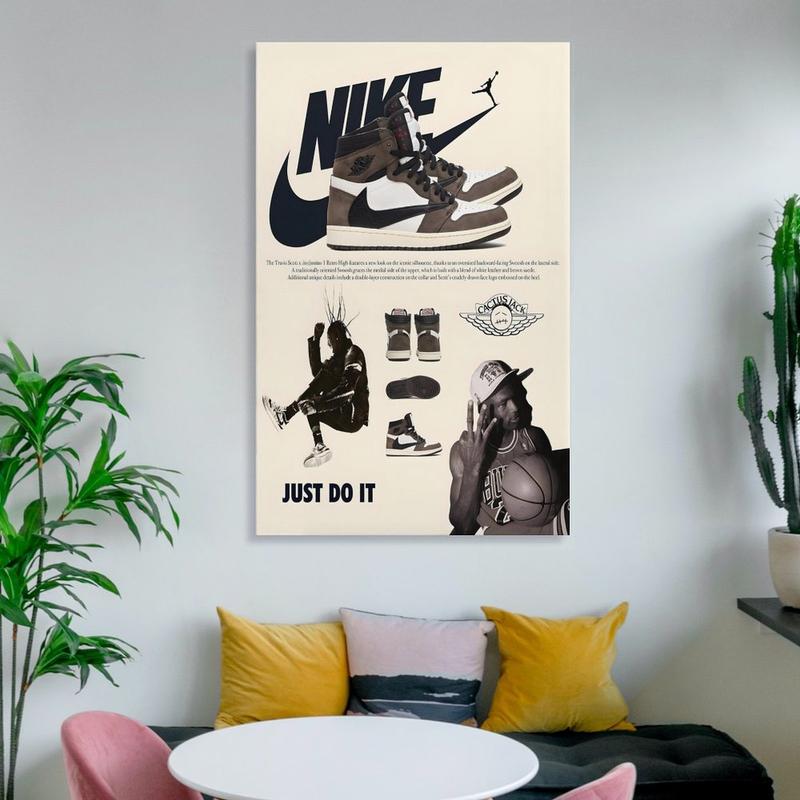 Hypebeast Sneaker Poster Hypebeast Shoes Poster for Boys Guys Men Room - AJ-Travis Scott - Wall Art Poster Shoes Painting