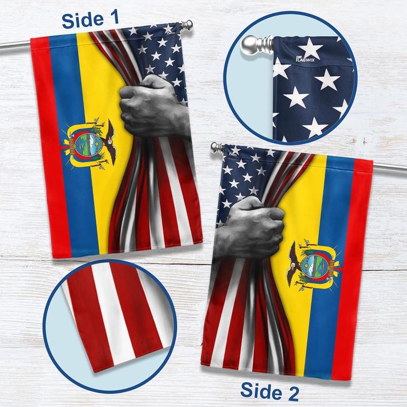 FLAGWIX Ecuador USA Flags - 4th of July, Independence Day Decorations For Home, Inside, Outside House Flag 30x40 - USA House Garden Flags Premium Polyester, Decorative Indoors Outdoor Flags Banner Lightweight