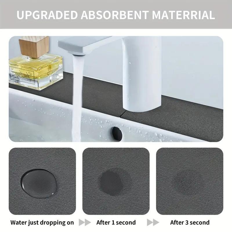 Sink Faucet Absorbent Mat, 1 Count Floral Pattern Countertop Faucet Splash Pad, Sink Quick Drying Pad For Kitchen & Bathroom