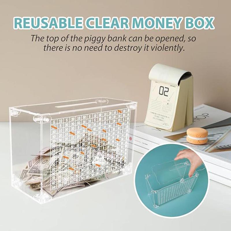 Acrylic Piggy Bank, 1 Count Money Saving Box, Piggy Bank Box, Transparent Piggy Money Bank for Home Office, Home Decor