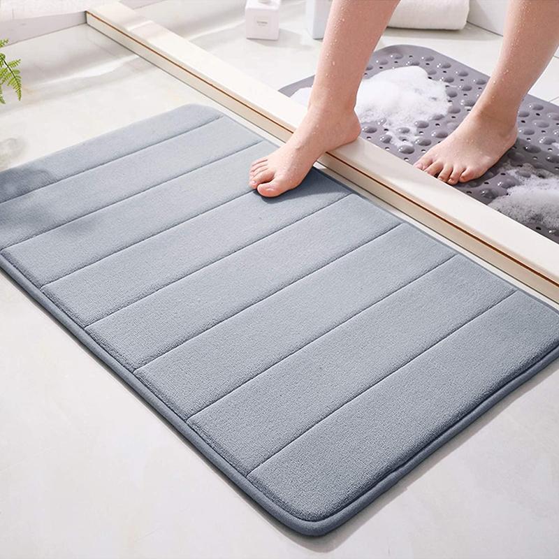 Solid Color Plaid Pattern Bathroom Mat, 1 Count Soft Comfortable Non-slip Door Mat, Decorative Rug for Home Living Room Bedroom Bathroom, Home Decor