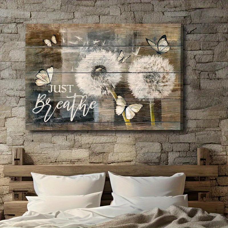 Rustic Chic Wall Art - Beautiful White Dandelion and Butterfly Print with Inspirational Quotes - Bedroom, Living Room, and Country Home Frameless Ornaments Poster