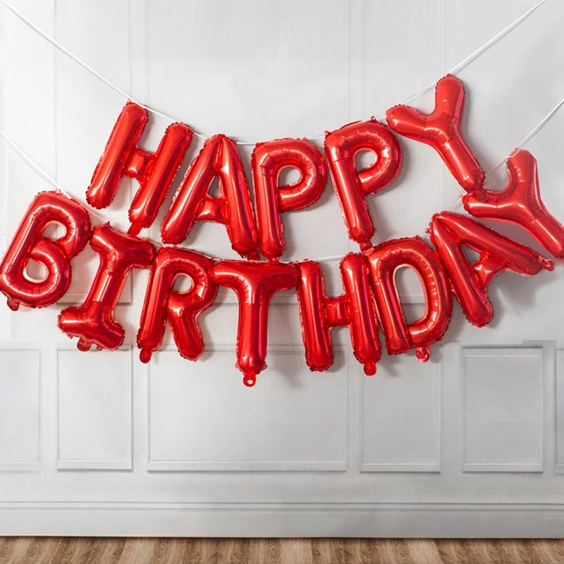 Letters Shaped Balloon, 13pcs set Solid Color Birthday Balloon for Birthday Celebration