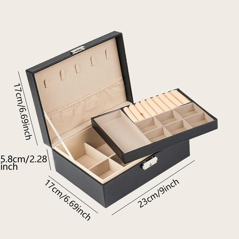 Double Layer Jewelry Storage Box, 1 Count Large Capacity Dustproof Jewelry Organizer, Home Organizers, Summer for Gift