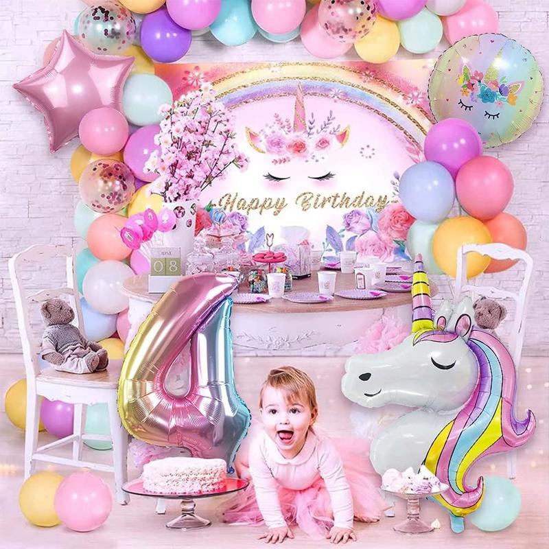 Unicorn Balloons Unicorn Birthday Party Decorations for Girls Foil Balloons Set Macaron and Rainbow Balloon Wedding  Shower Party Supplies (4)