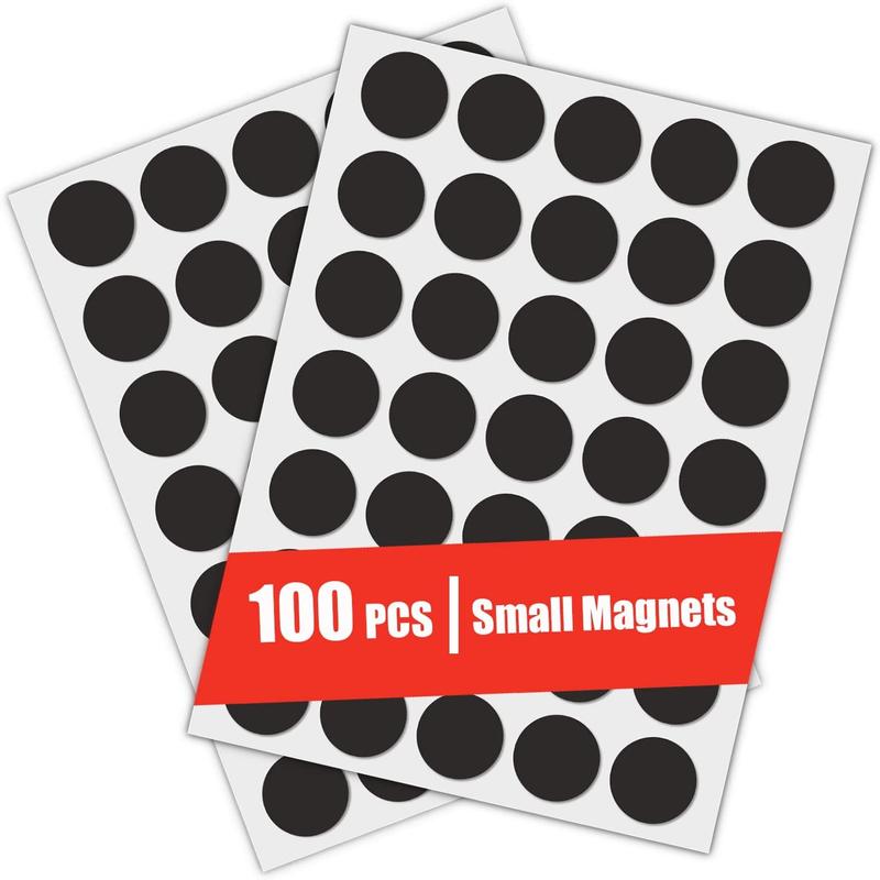 Round Magnets with Adhesive Backing, Adhesive Magnets for Crafts, Small Sticky Magnetic Dots for DIY Projects, Hanging & Organizing Light Objects, 100 Pcs 20x2mm