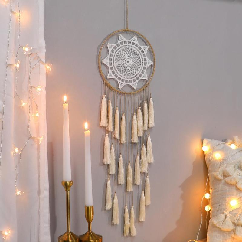 Boho Style Dream Catcher, 1 Count Woven Tassel Hanging Ornament, Handmade Decoration For Wall & Door