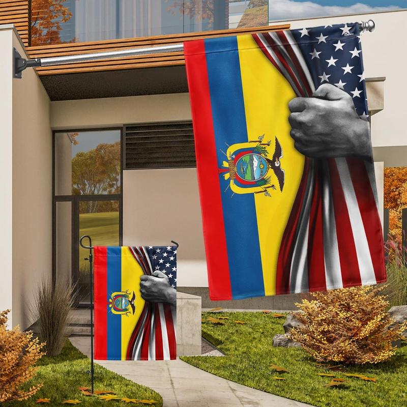 FLAGWIX Ecuador USA Flags - 4th of July, Independence Day Decorations For Home, Inside, Outside House Flag 30x40 - USA House Garden Flags Premium Polyester, Decorative Indoors Outdoor Flags Banner Lightweight