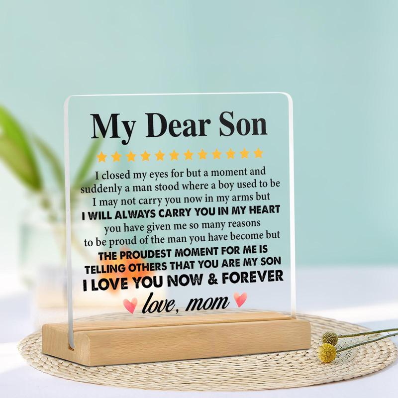 Creative Gift for Son,  Clear Acrylic Ornament, Desktop Decoration, Meaningful Gift From Mom To Son, Birthday & Graduation Gift